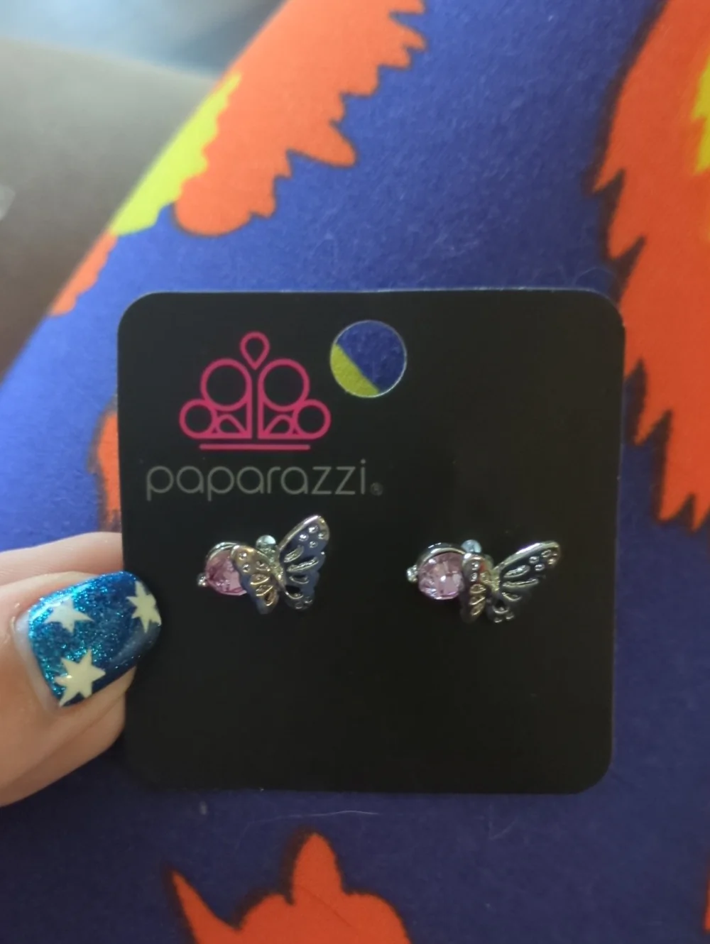 paparazzi Silver Butterfly Stud Earrings with Pink Gems